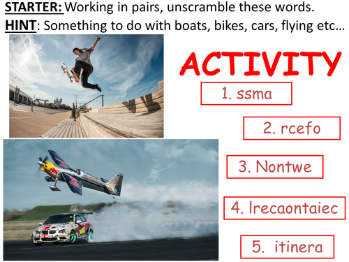 Force and acceleration, F=Ma, Newton's second law (2nd law), resultant force, free body diagrams.