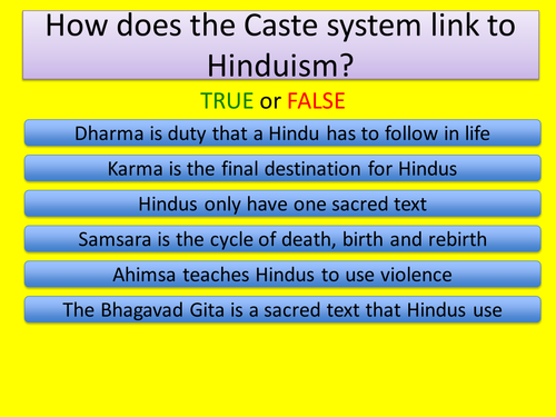 KS3 RE/RS lesson on Hinduism - Caste - fully resourced