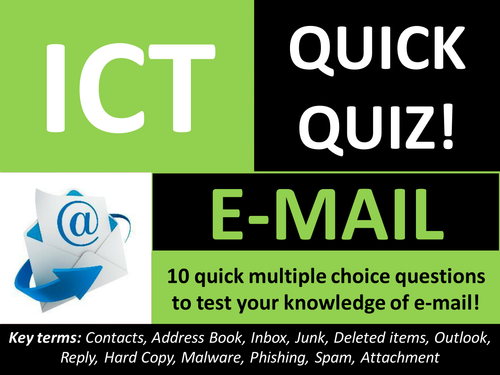 E-mail Quiz KS3 GCSE Email ICT Computing Starter Settler Plenary Literacy Activity Cover Lesson