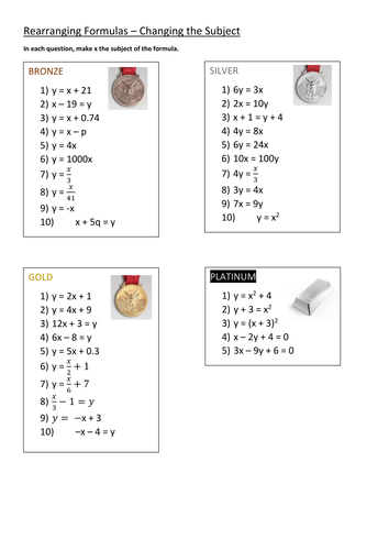 Rearranging Formulas Worksheet