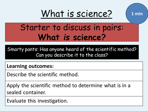 The scientific method - introductory lesson for KS3