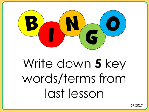 Cross Curricular Literacy - Key Terms Bingo STARTER or PLENARY! Fun and Interactive!