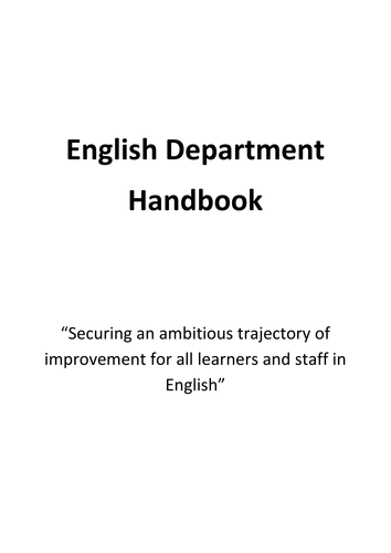 English Faculty Handbook- easy to adapt- Used for Ofsted visits