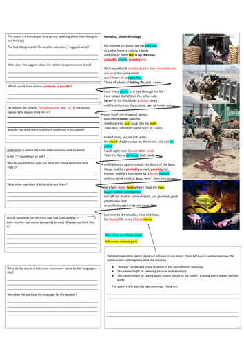 Remains: a visual presentation and cloze passage