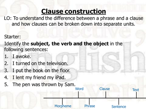 KS5 Language A level looking at clause types and variation