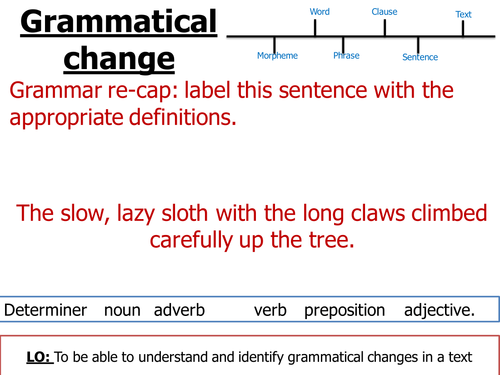 KS5 language: grammatical change