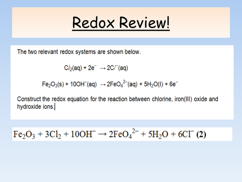 New AQA A Level Chemistry - Redox and Introduction to Electrochemical Cells