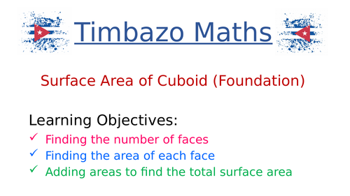 Surface Area of Cuboids (Foundation)