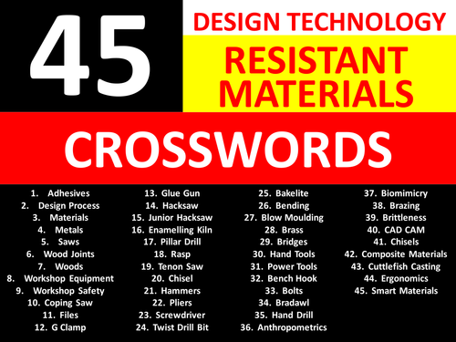 45 Crosswords Resistant Materials Design Technology Literacy Keyword Starters Settlers Cover