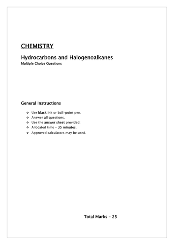 Organic Chemistry/ MCQ Hydrocarbons and Halogenoalkanes
