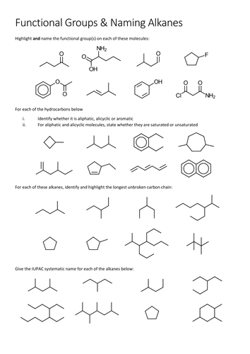 Naming functional groups worksheet