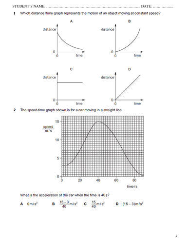 Motion- Distance, Speed and Acceleration