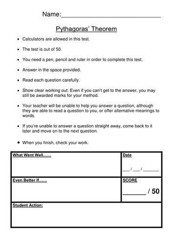 Pythagoras' Theorem Test