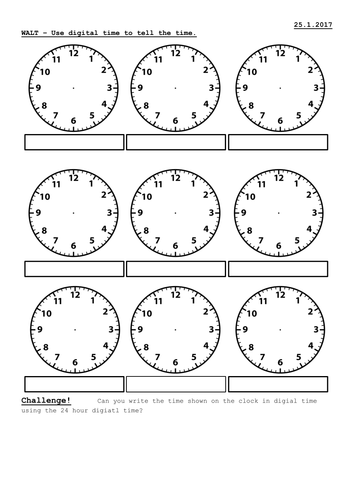 Year 4 time (5 minute, minute, digital)