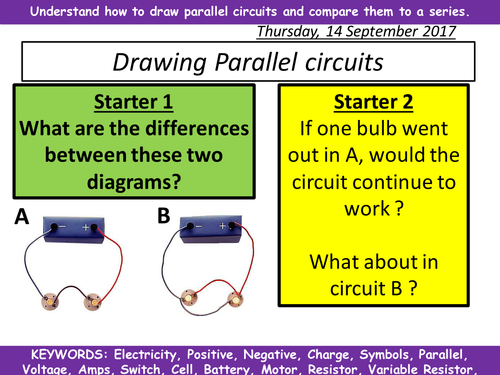 New KS3 lesson on drawing parallel circuits.