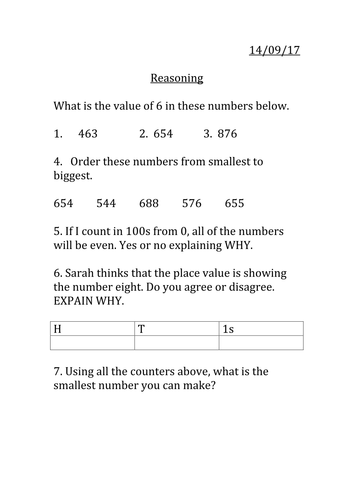 Year 3 Place value mastery