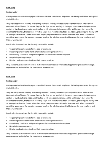 BTEC Level 3 Unit 8 Recruitment of staff