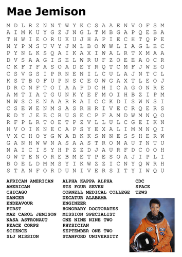 Mae Jemison Word Search