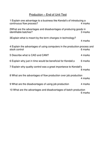 Business Studies – GCSE – Production & Operations Management – Stock Control