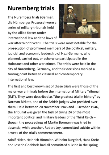 Nuremberg trials Handout | Teaching Resources