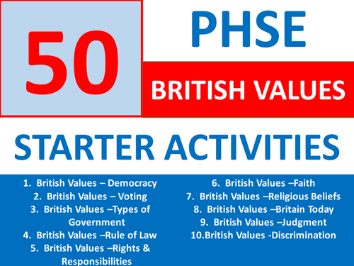 50 x PHSE British Values Starters Crossword Anagram Alphabet Keyword Cover Settlers PSHE