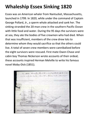 Whaleship Essex Sinking Handout