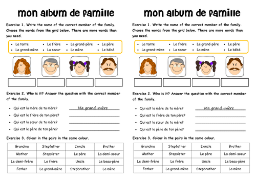 Mon Album De Famille Worksheets Teaching Resources