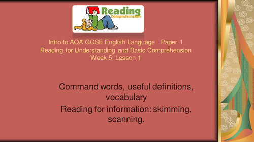 GCSE AO1 and AO4  Introduction to Reading for understanding and basic comprehension