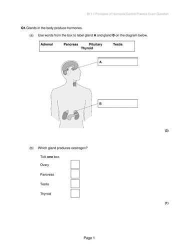 AQA B11: Hormonal Control (Trilogy content only)