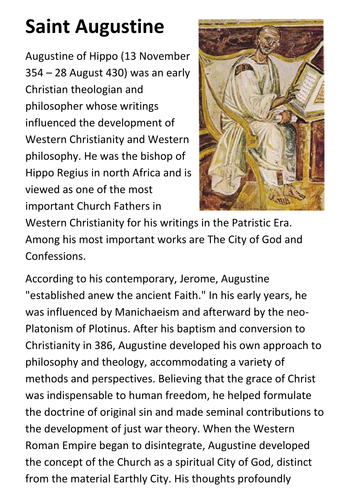 Saint Augustine Handout