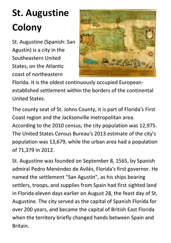 Saint Augustine Colony Handout