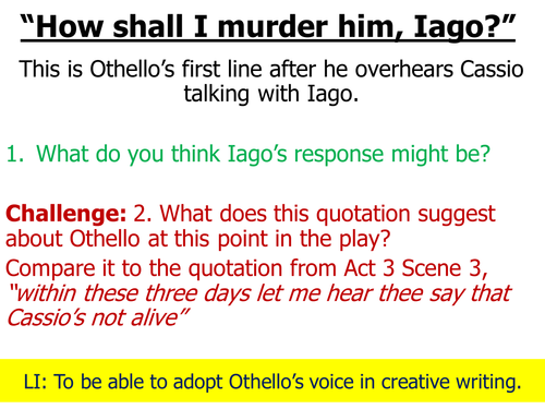 Othello Act 4 Exploring Othello's deterioration through creative writing