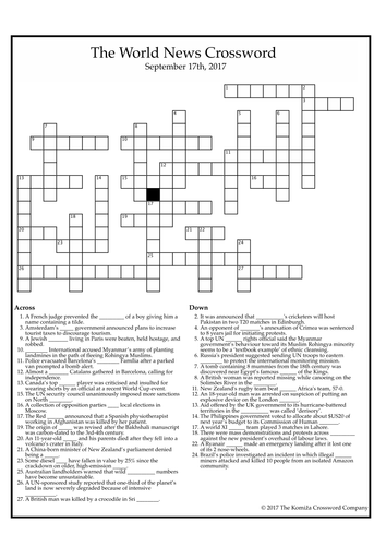 The World News Crossword (September 17th, 2017)