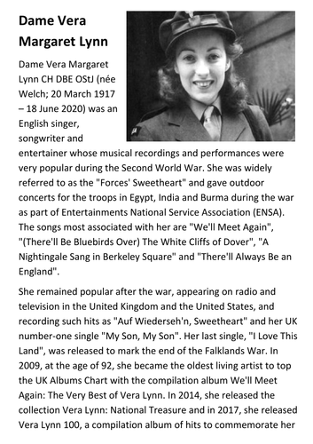 Dame Vera Lynn Handout