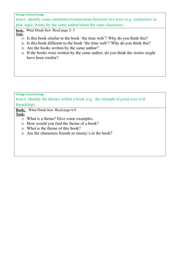 Guided reading comprehension tasks Year 4&5