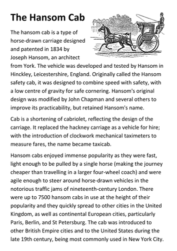 Hansom cab Handout