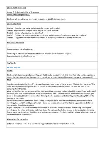 AQA Trilogy 9-1 Reducing the use of resources