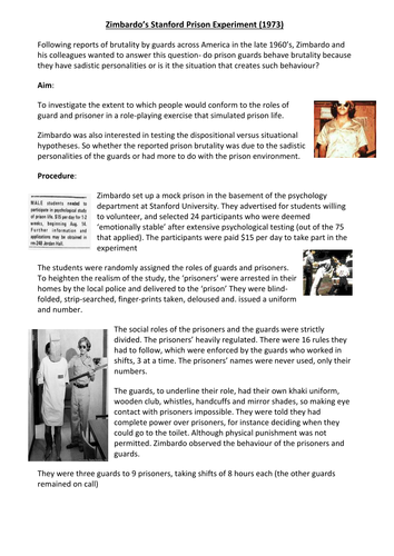 Zimbardo- Conformity to Social Roles (Social Influence)