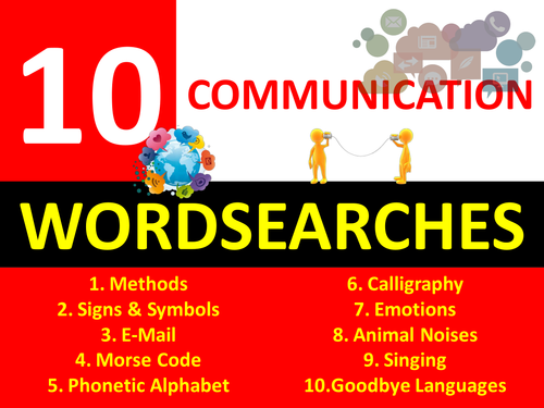 10 x Communication Themed Wordsearches Keyword Starters Settlers Wordsearch Cover Lesson