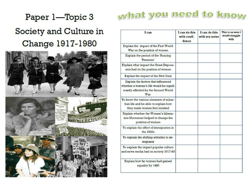 Edexcel In Search of the American Dream Topic 3 Society and Culture in Change 1917-1980