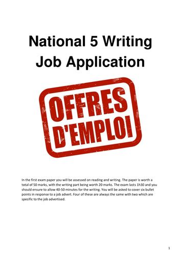N5 Writing Job Application Booklet