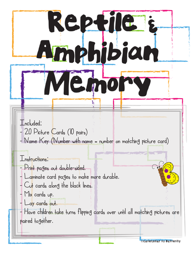 Reptile and Amphibian Picture Memory
