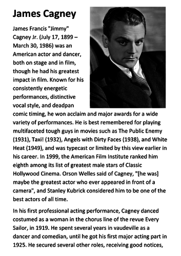 James Cagney Handout