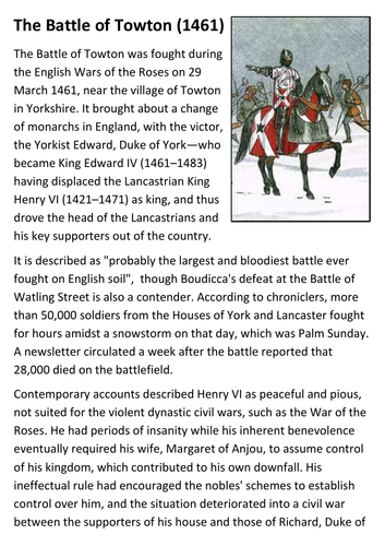 The Battle of Towton Handout