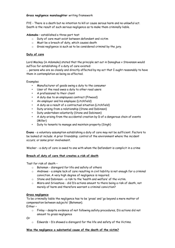 Difference between constructive manslaughter and gross negligence manslaughter image