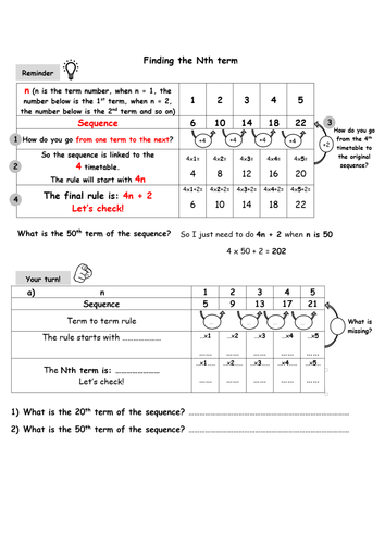 Nth Term Worksheet 4865