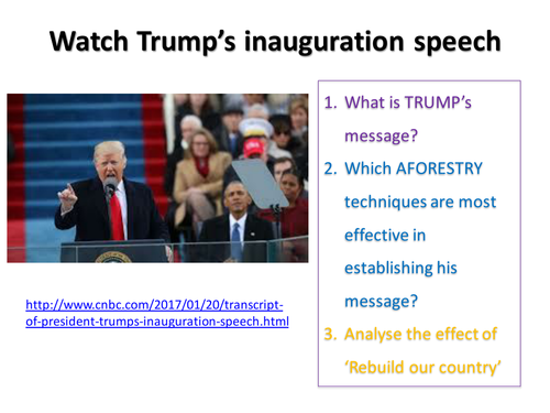 Writing a speech Presidential speech Donald Trump  Propaganda GCSE 9-1 skills