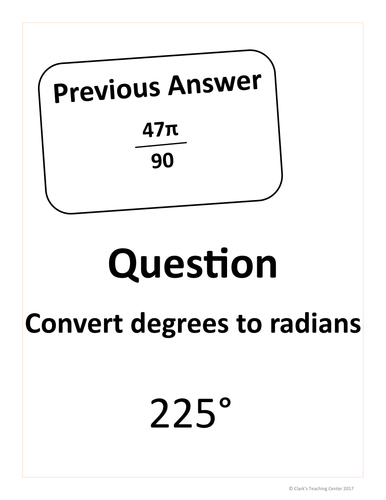 Converting Between Radians and Degrees Scavenger Hunt (CCSS.HSF.TF.A)