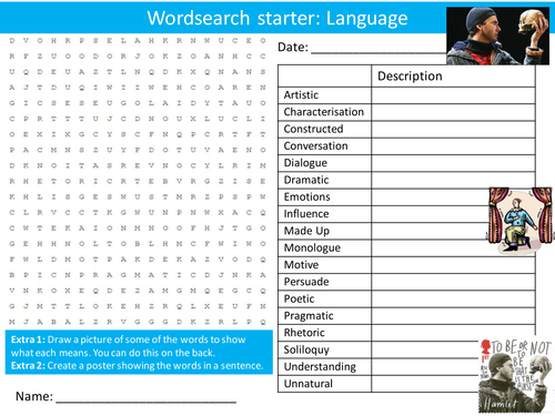 Drama Language Keyword Wordsearch Crossword Anagrams Brainstormer Starters Cover Settlers Literacy
