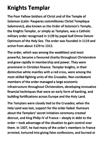 The Knights Templar Handout